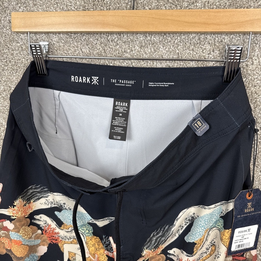 Roark The Passage Primo 18 Yiling Boardshorts Mens 28 Dark Navy Eel Coral NEW - Picture 7 of 7